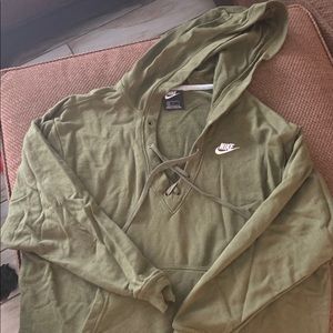 Nike army green lace up tunic size large